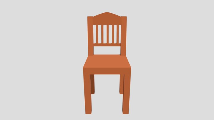 Low Poly Wooden Chair 3D Model