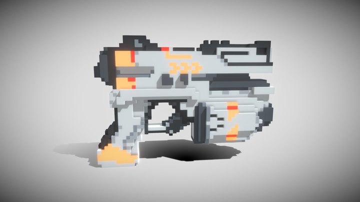 Simple Voxel Sci Fi Pistol 3D Model