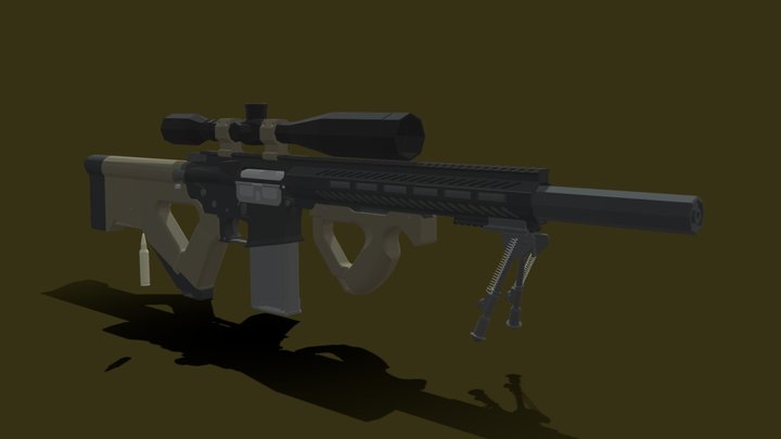 low poly ar 15 Hera Arms CQR DMR Custom 3D Model