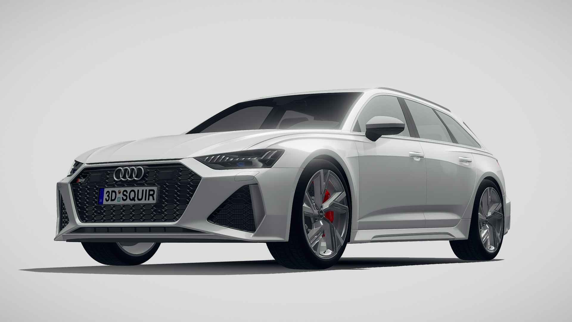 3D model Audi RS6 Avant 2020 - This is a 3D model of the Audi RS6 Avant 2020. The 3D model is about a white car with red rims.