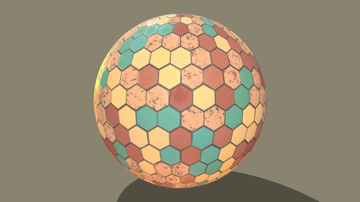 Procedural texture- 70s hexagonal bathroom tiles 3D Model