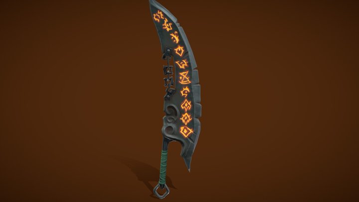 Stylize Sword With Chain 3D Model