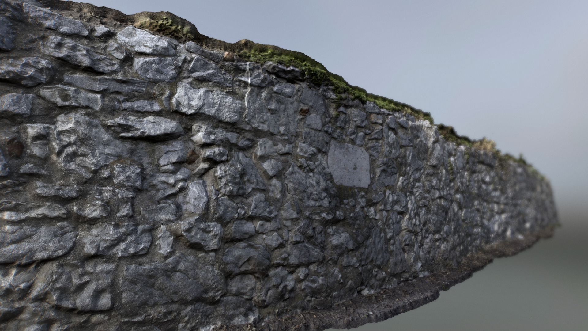 3D model Long medieval wall - This is a 3D model of the Long medieval wall. The 3D model is about a large rock cliff.