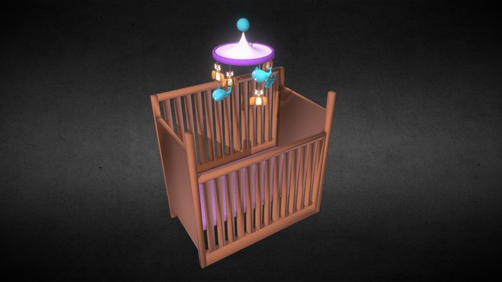 Baby Cot with Mobile 3D Model