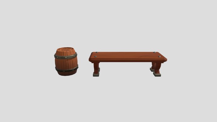 Bench+Barrel 3D Model