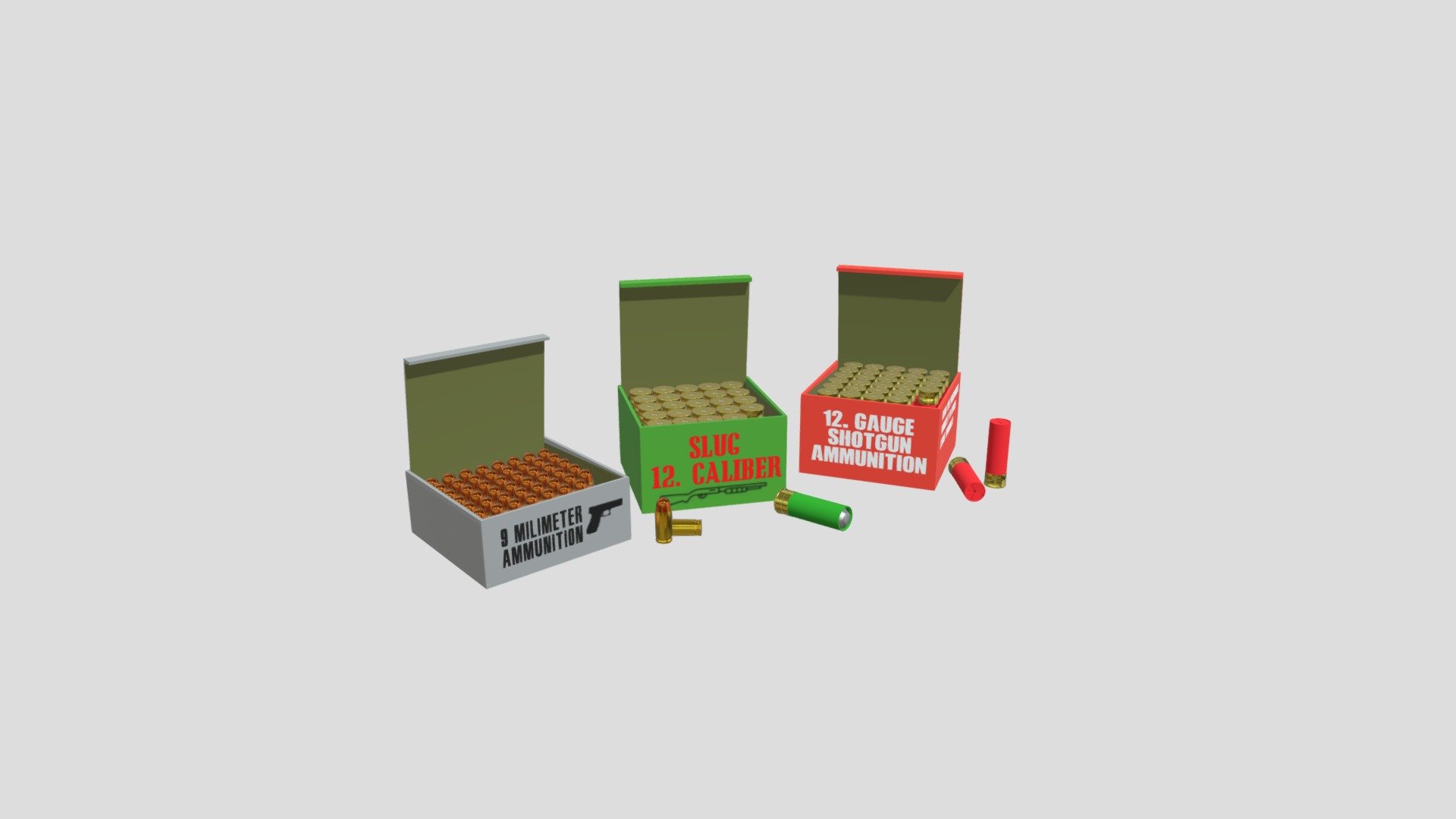 Ammo box. Shotgun ammo. Pistol ammo.