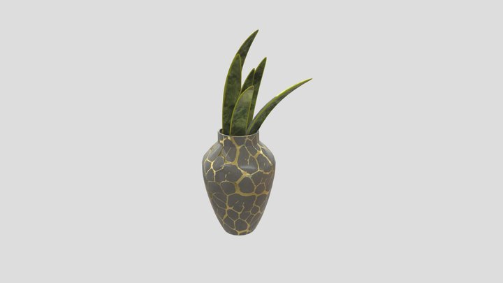 Plant in Kintsugi Vase 3D Model