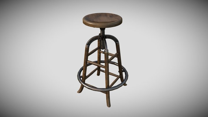 Wooden Round Stool - Game Ready 3D Model 3D Model