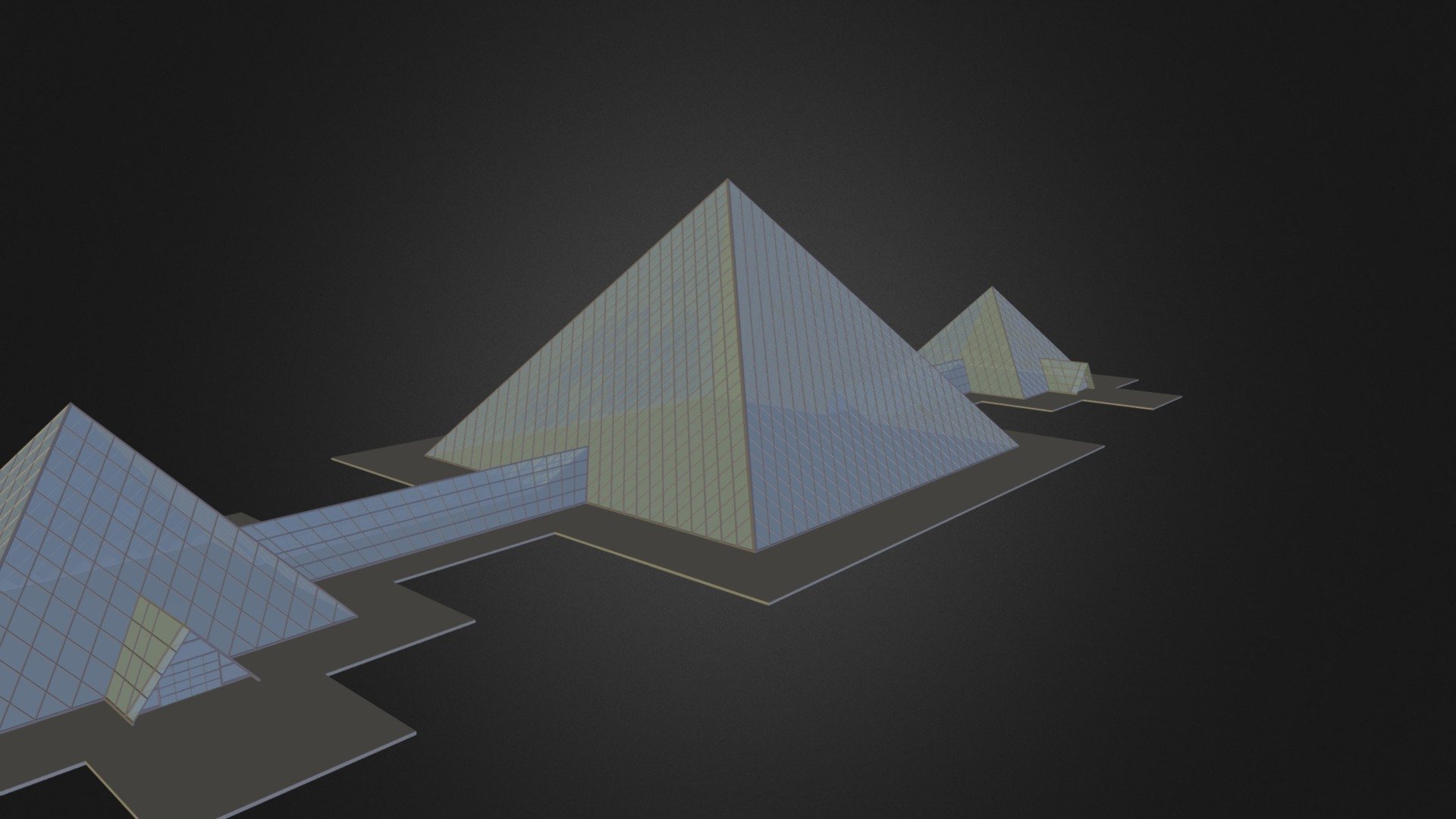 tri pyramid with halls