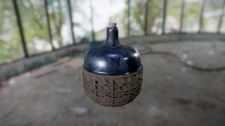 Low poly bottle of wine 3D Model
