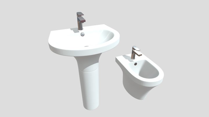 Wash Basin And Bidet 3D Model