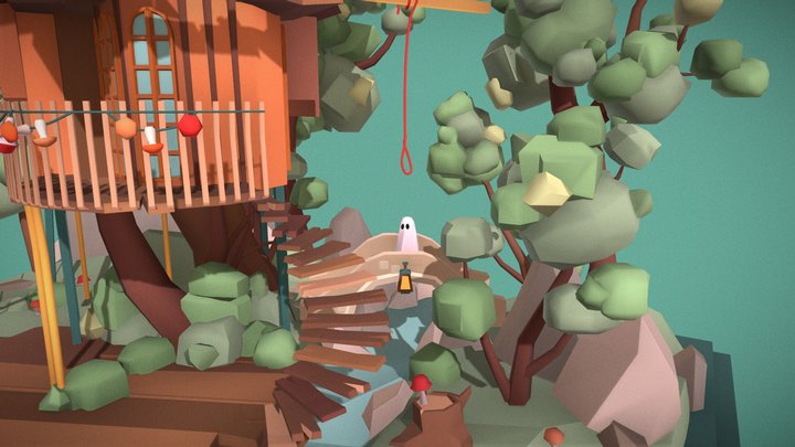 DAE Game Art - Low Polly Simple Scene 3D Model