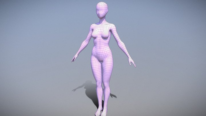 Girl Stylized Basemesh with Topology V5 3D Model