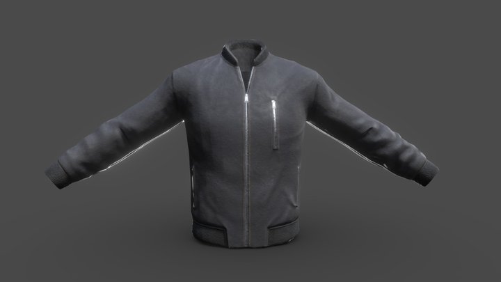 Grey Suede Jacket 3D Model