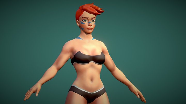 Overwatch Style Girl 3D Model