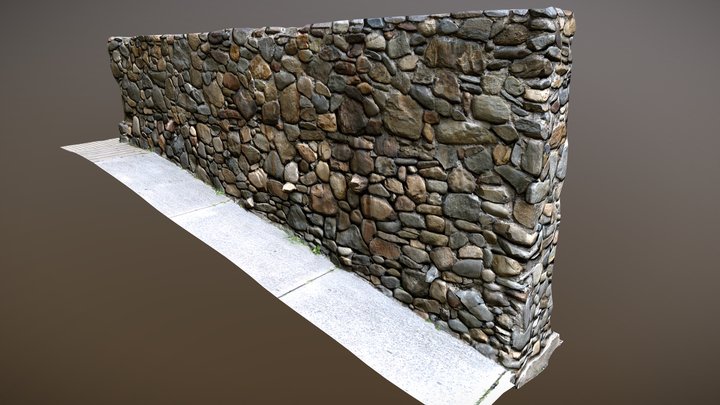 Lowpoly Photogrammetry Stone Wall 3D Model