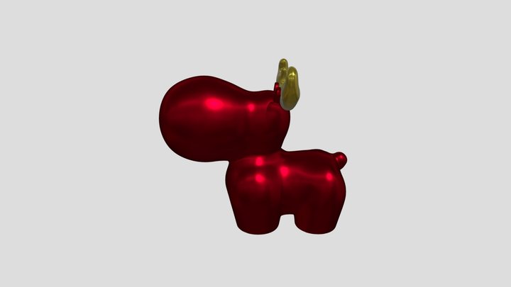 Adorable Minimalist Reindeer 3D Model