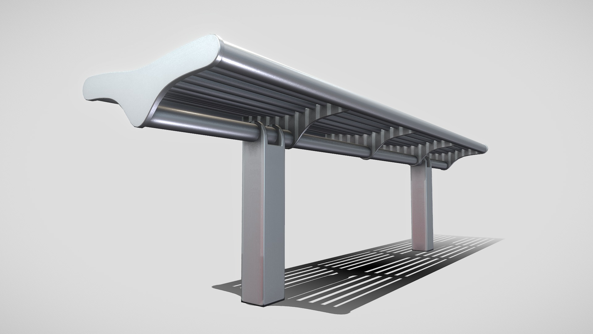 3D model Bench [5] (Low-Poly) (Stainless Steel) - This is a 3D model of the Bench [5] (Low-Poly) (Stainless Steel). The 3D model is about engineering drawing.