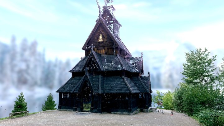 900 year old Stavkirke in Oslo 3D Model