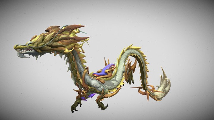 Golden Sky Dragon 3D Model