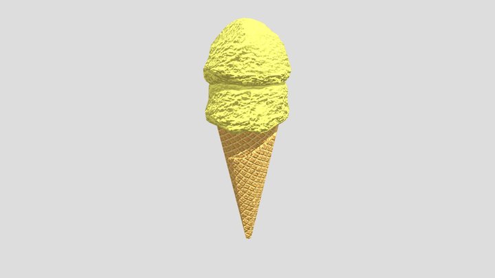 Yellow Ice Cream Cone 3D Model