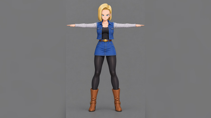 Android 18 (Dragon Ball) T-Pose 3D Model