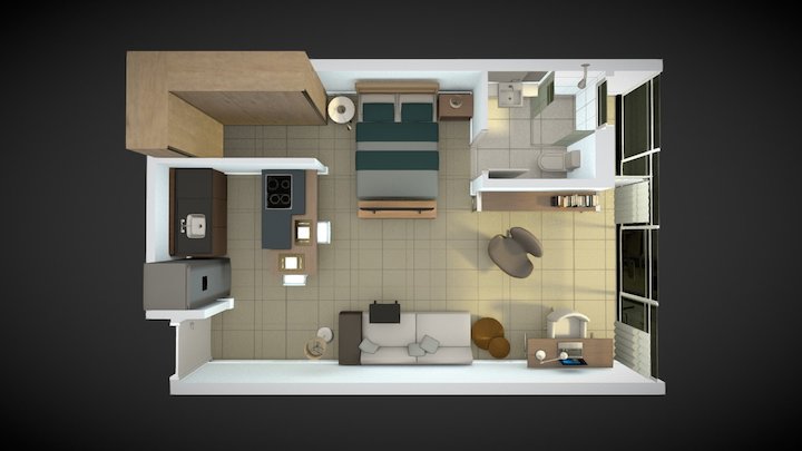 Apartamento Sunny - Tipo A 3D Model