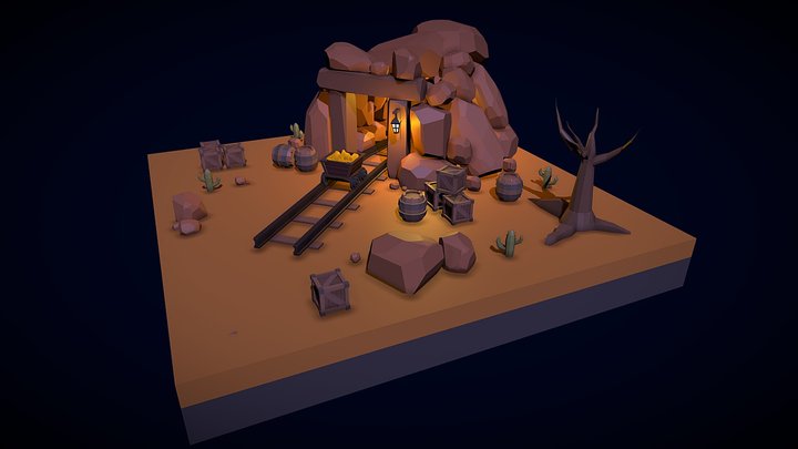 Wild West Gold Rush - Lowpoly Set 3D Model