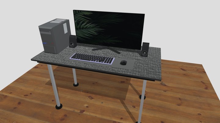 Modern PC Desk Setup - 3D Model 3D Model