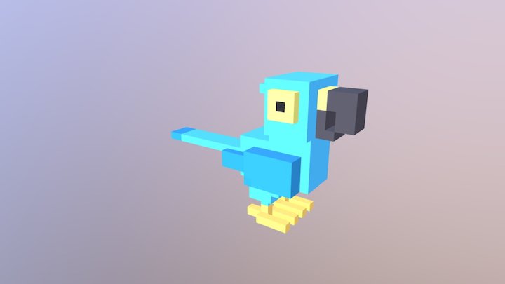Voxel Blue Macaw 3D Model