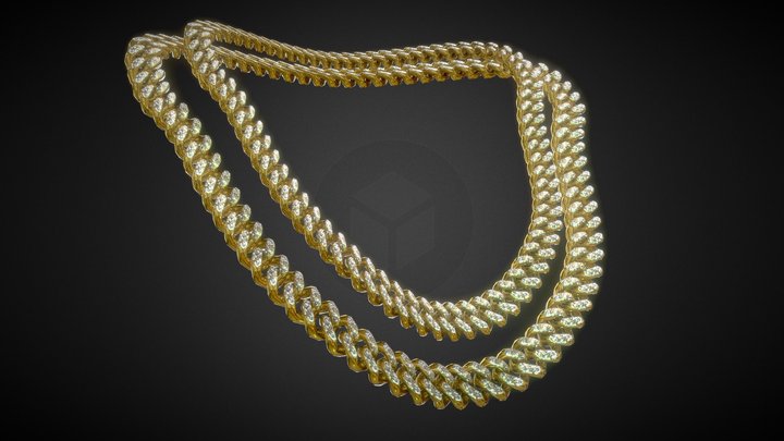Gold Diamond Chain Small And Large 3D Model