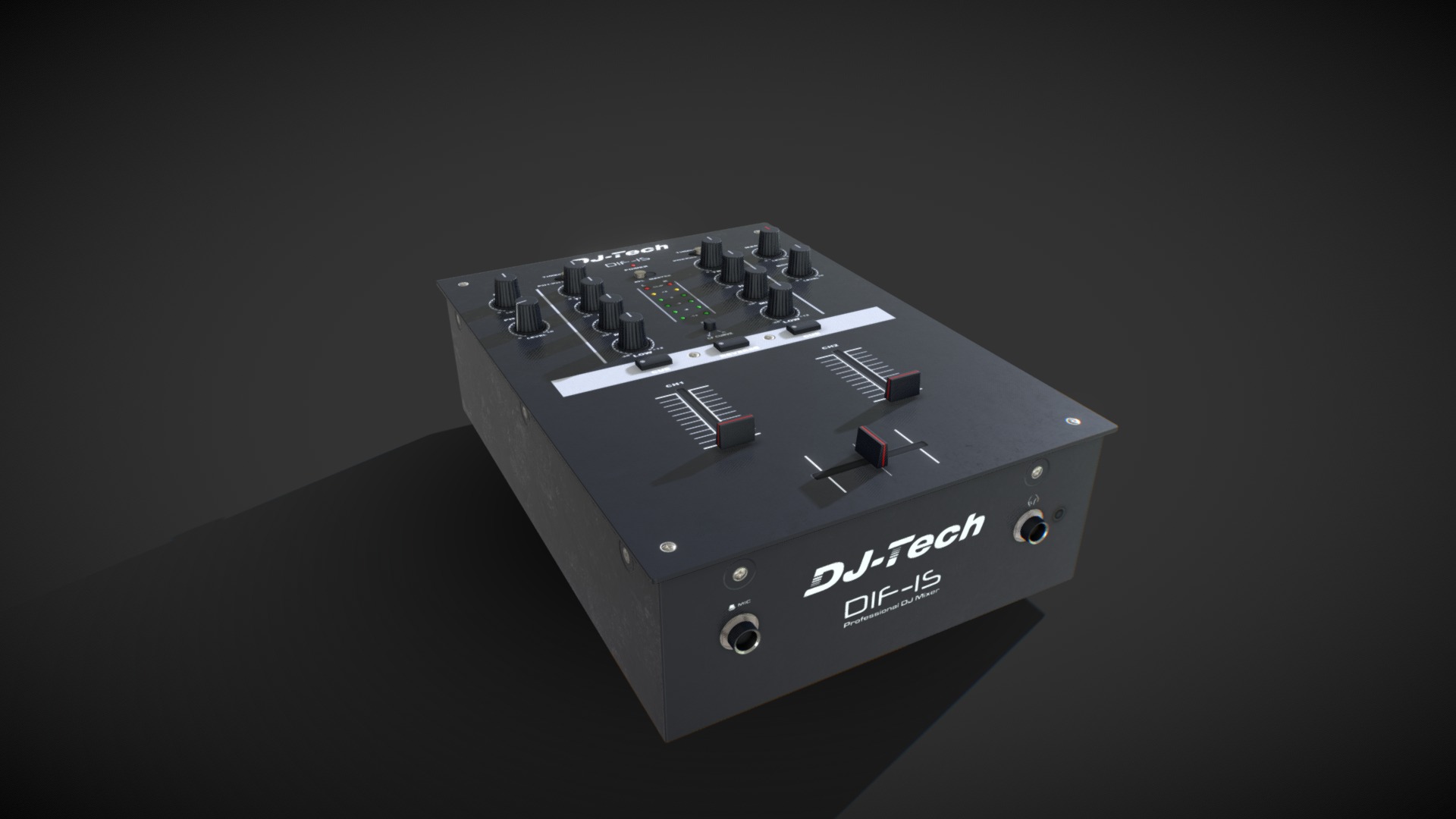 3D model DJ Mixer DJ-Tech DIF-1S - This is a 3D model of the DJ Mixer DJ-Tech DIF-1S. The 3D model is about a black and white electronic device.