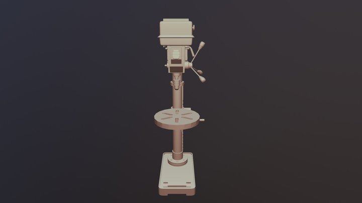 Drill Press Lo Poly 3D Model