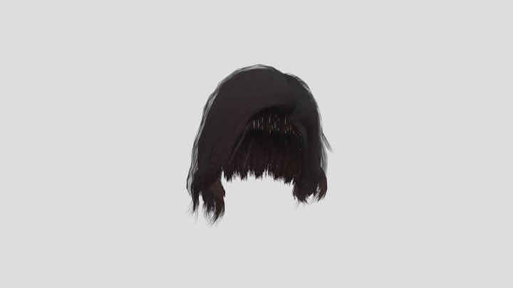 low poly combed long hair (textured) 3D Model
