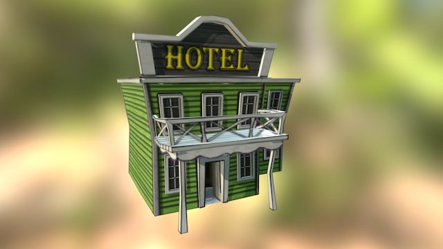 Cowboy Style Hotel 3D Model