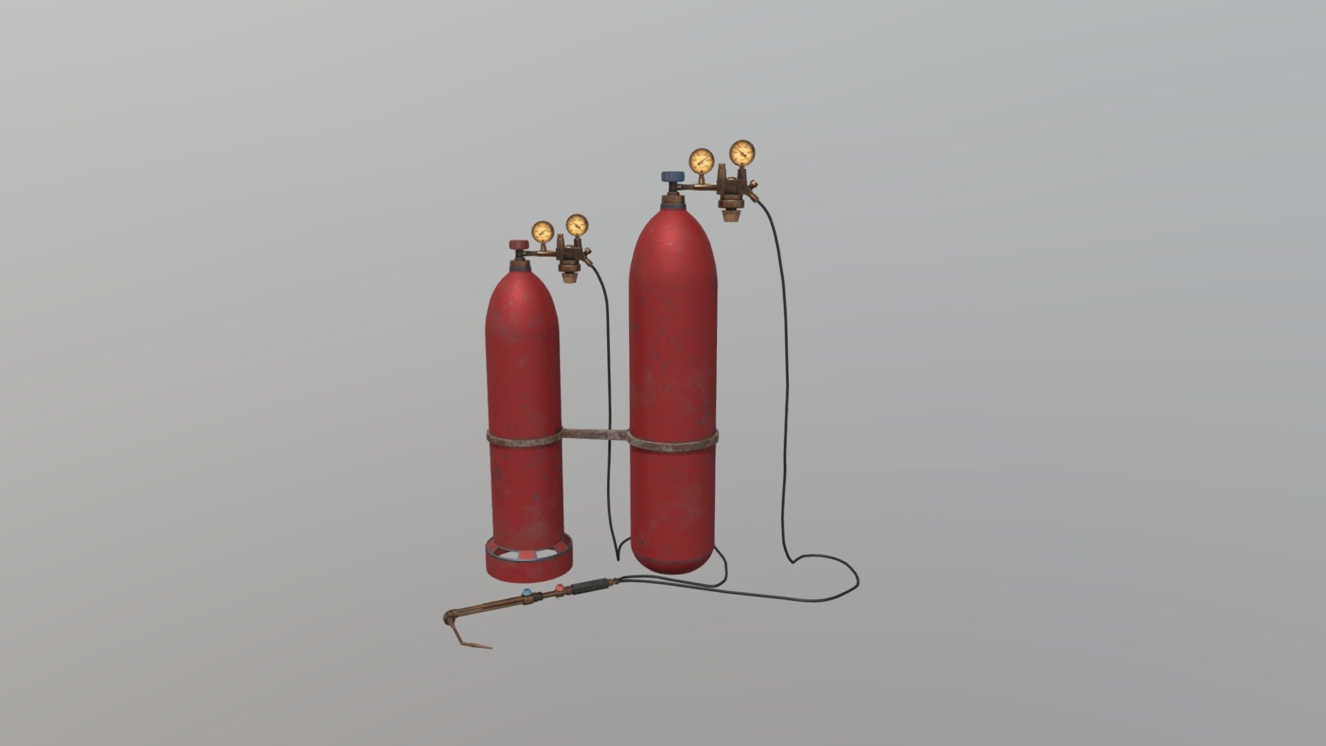 Old gas burner with bottles