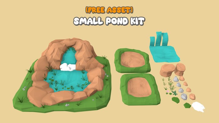 [FREE] Lowpoly Small Pond [Asset pack] 3D Model