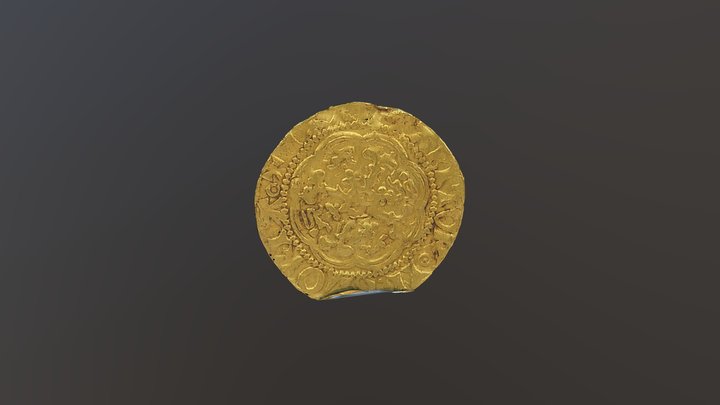 Edward III Gold Quarter Noble 1350 AD 3D Model