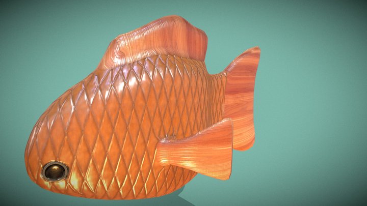Wooden fish decor 3D Model