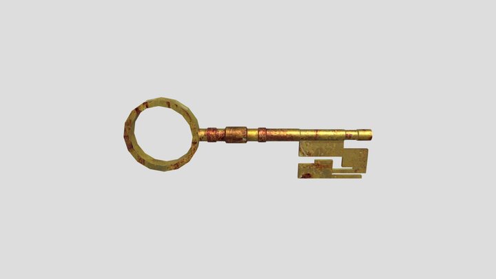 DIG4780C Rusty Golden Key Game Object/Prop 3D Model