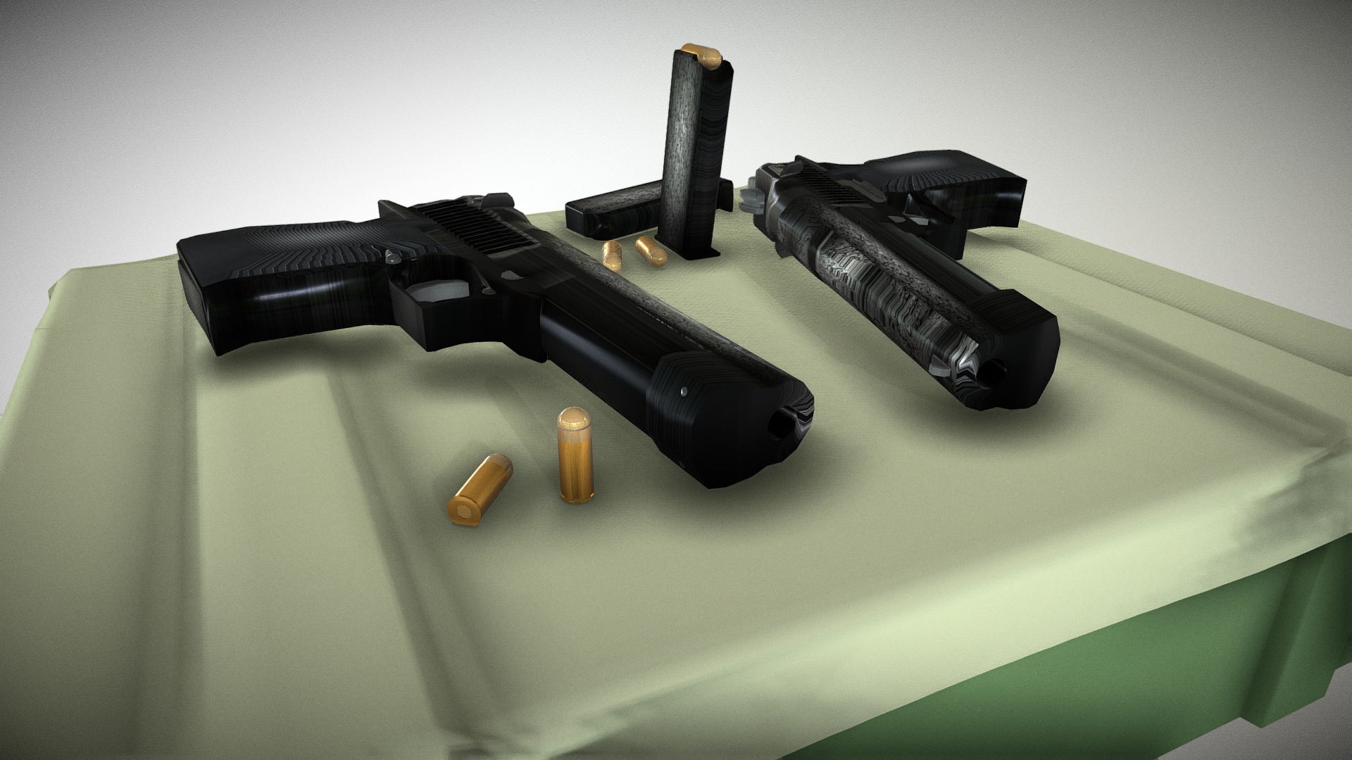 3D model Desert Eagle - This is a 3D model of the Desert Eagle. The 3D model is about a gun on a table.