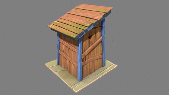 Stylized Hand-painted Outhouse 3D Model