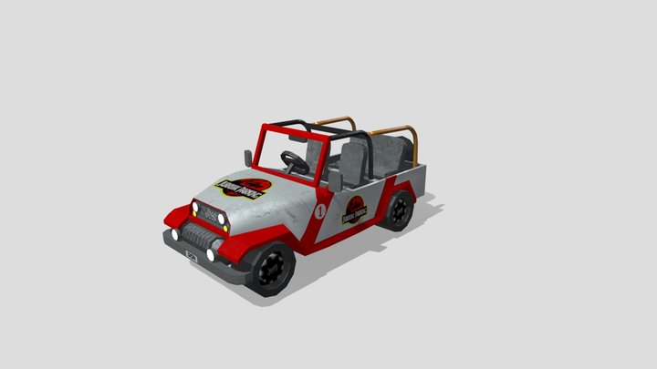 Jurassic park Jeep - [Low Poly] 3D Model