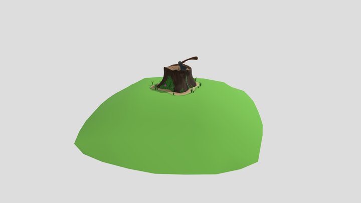 | Log Stump and Hatchet | 3D Model