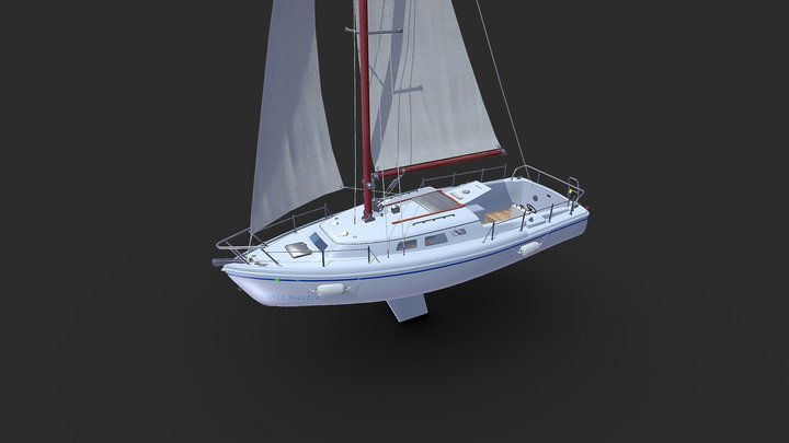 Sailing Yacht With Interior 3D Model