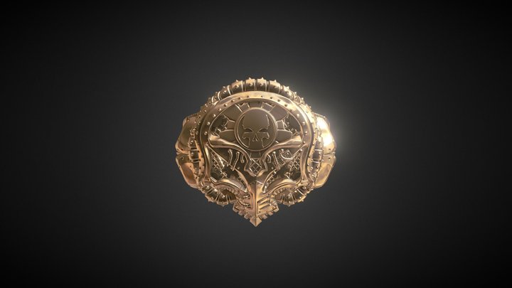 Steampunk Skull Ring 3D Model