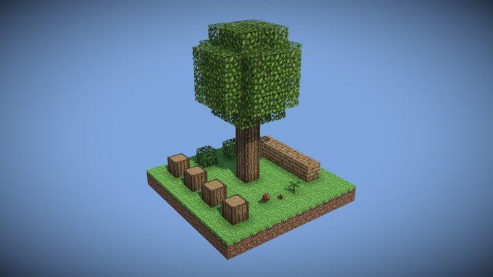 Minecraft Oak Wood Re-Texture 32x 3D Model