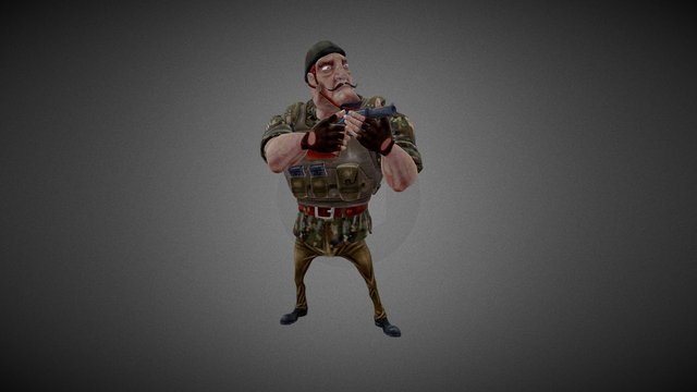 Pose Stand Shooting Pistol Final 3D Model