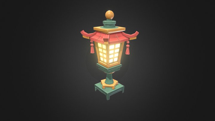 Stylized Lowpoly Japan Lamp 3D Model