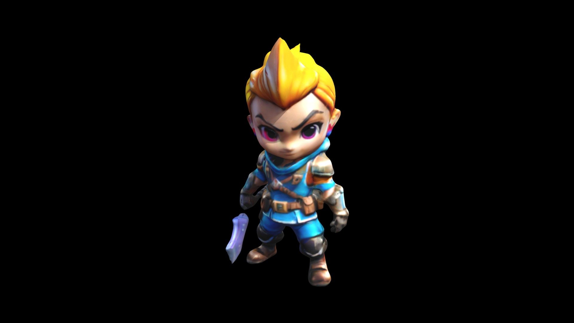 Anime-style warrior figurine with blue armor and - Download Free 3D ...